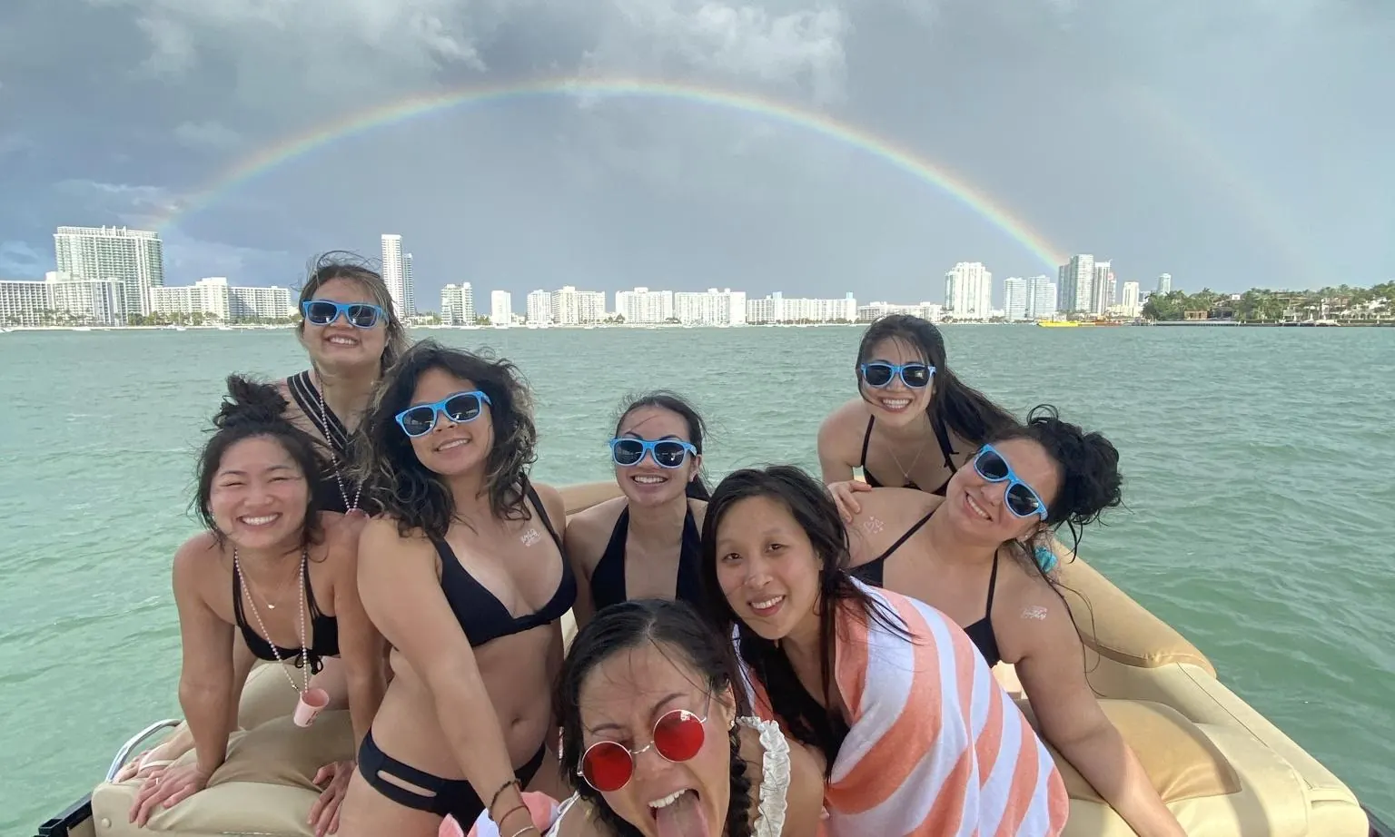 Group of friends on the tritoon